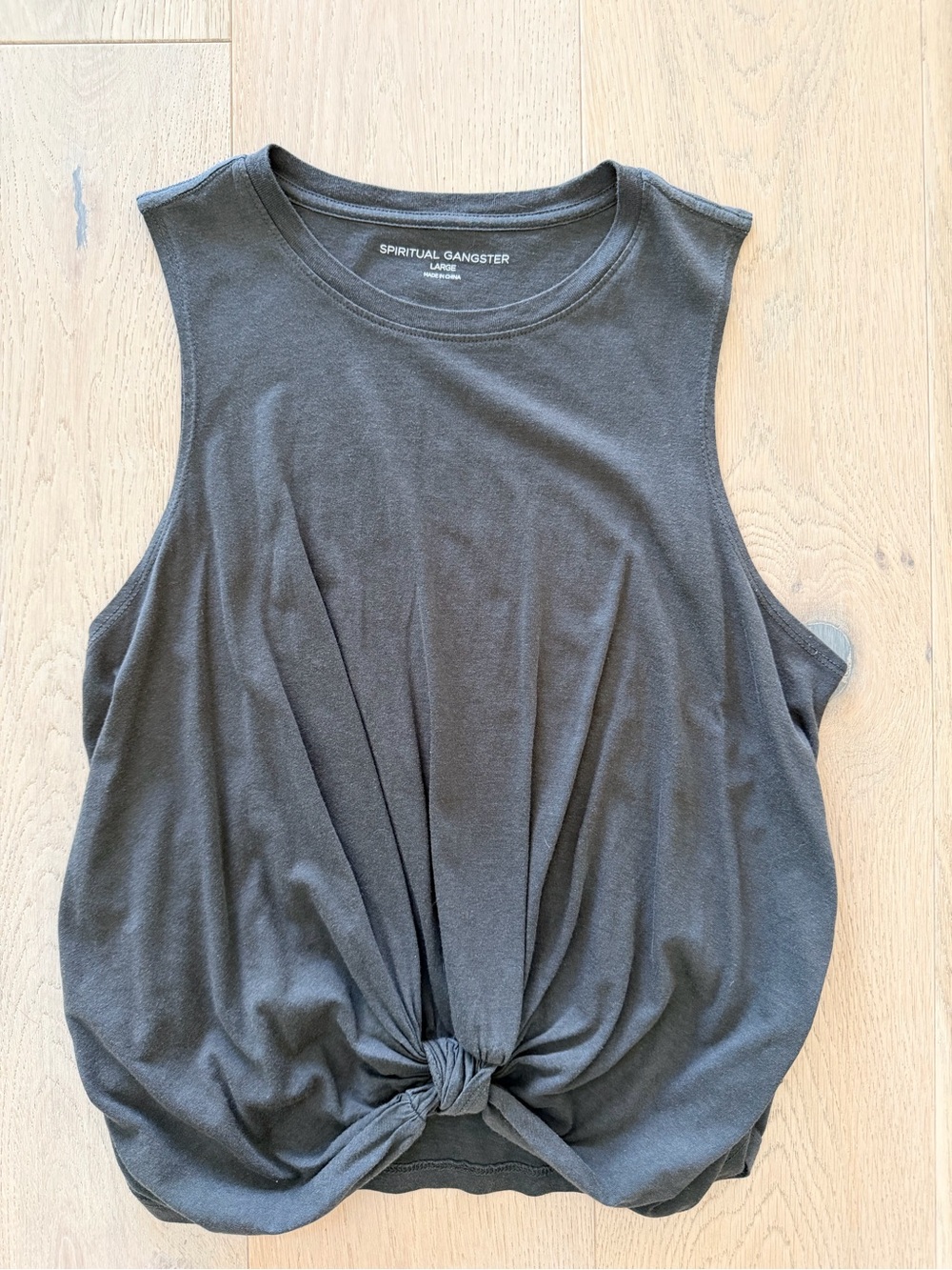 Spiritual Gangster Charcoal Knot Front Tank Top